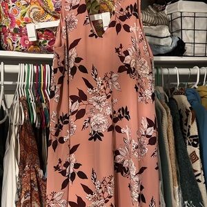 Francesca's Collections Pink Floral Midi Dress